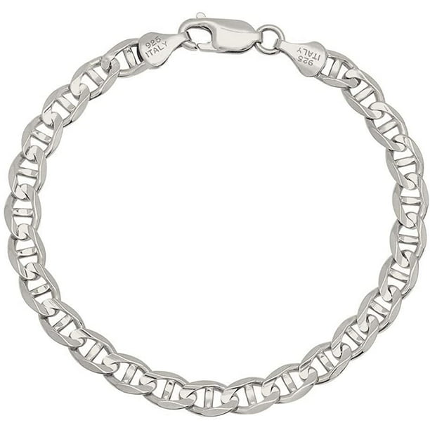 Sterling Silver Rhodium Bracelet for Girl's Women's Double Chain Giftbox Italy 